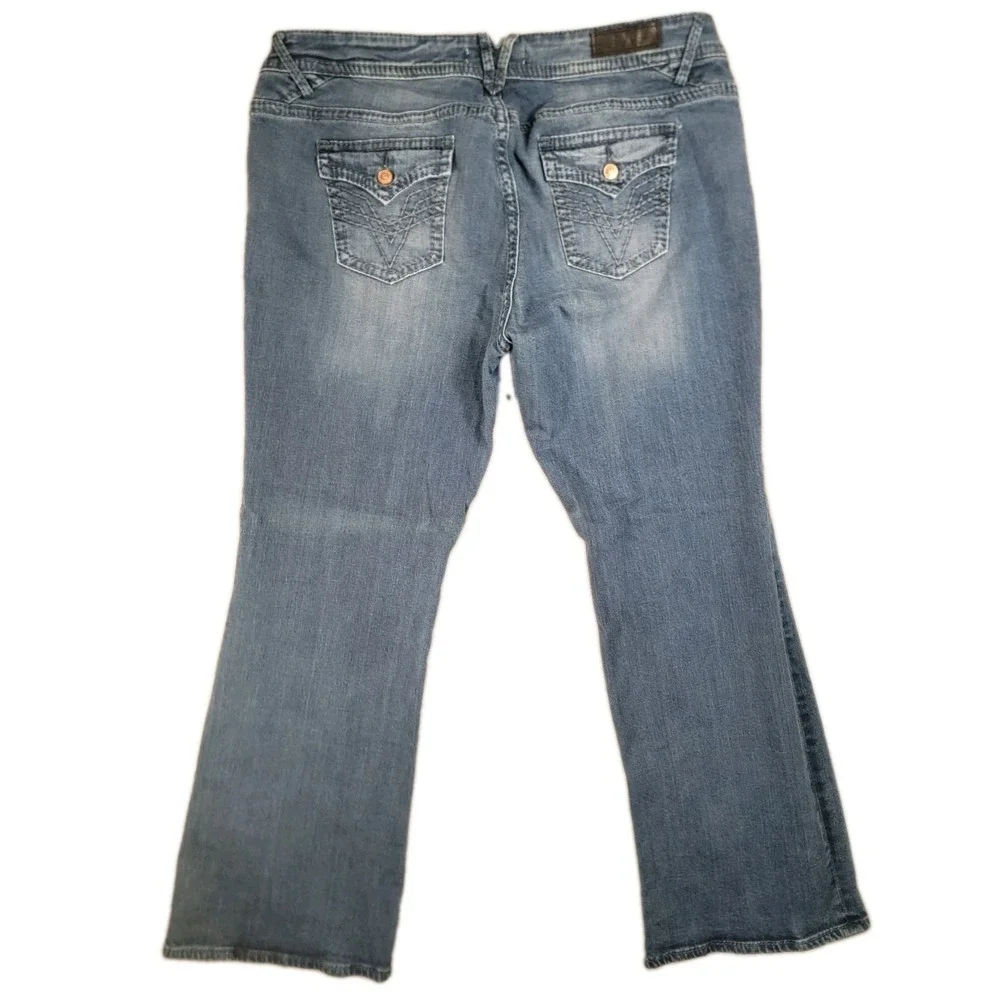 Vigoss Bootcut Jeans Womens 22 Medium Wash Flap Pocket Stretch Denim Blue